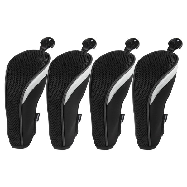Andux Mesh Golf Hybrid Club Head Covers w/Dial No. Tags Pack of 4 Black