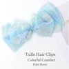Outyua Blue Hair Bow Big Bow for Hair Tulle Light Blue Bow Colorful Barrette Hair Accessories for Women Girls