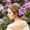 BBTO 21 Pieces Flower Hair Clip Rose Hair Clips Hair Barrettes for Women Flower Hair Accessories Boho Bride Claw Clip Hairpin Brooch Pin Headpiece for Girls Wedding (White, Purple)