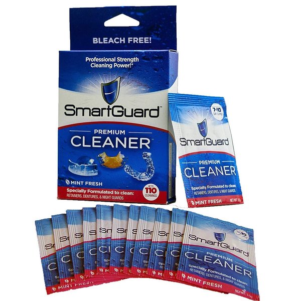 SmartGuard Premium Cleaner Crystals –(110 Cleanings)- Removes Stain, Plaque &amp; Bad Odor from Dentures, Clear Braces, Mouth Guard, Night Guard &amp; Retainers.