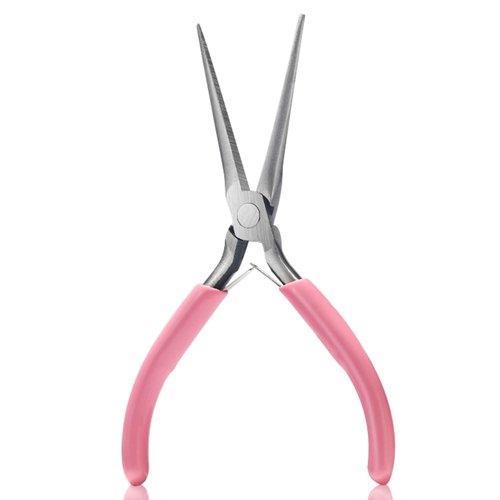 Supper Long Acrylic UV Gel Tips Sculpture Tweezers Clip, C Curve Nail Art Tools Nail Pincher Nipper, Stainless Steel Nail Shaping Tweezers for Manicure, Pedicure (Pink)