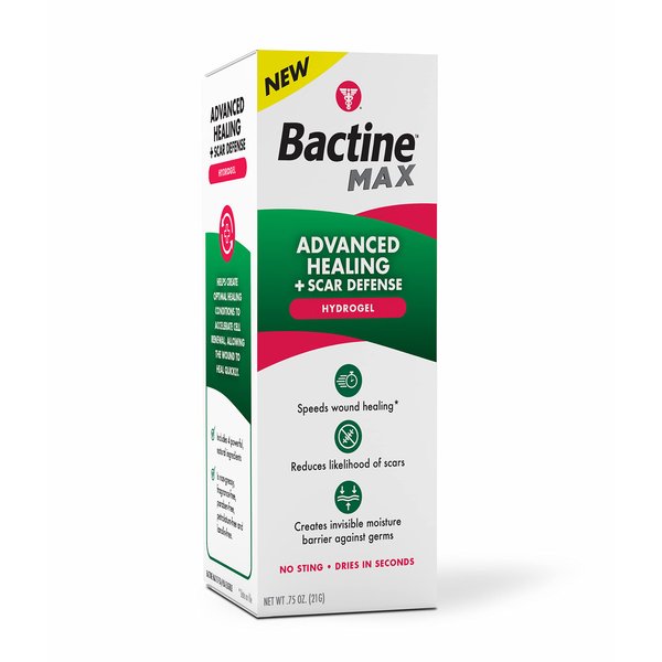 Bactine MAX Advanced Healing Hydrogel with Scar Defense - Faster-Healing & First Aid Infection Protection with Natural Ingredients - Scar Prevention Gel - 0.75oz