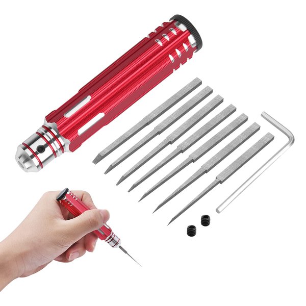 Craznick 7 In 1 Prime Model Scriber with 7 Blades Gundam Resin Carved Scribe Line Cutting Tool Chisel (0.1/0.2/0.4/0.6/0.8/1.0/2.0mm) Red