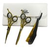 Stainless Steel Hair Cutting Scissors For Durability And Smooth Motion, These Barber Scissors Offer Fine Cutting and A Relaxing Grip Making Them Safe And Effective -Unisex Use Gold and Black