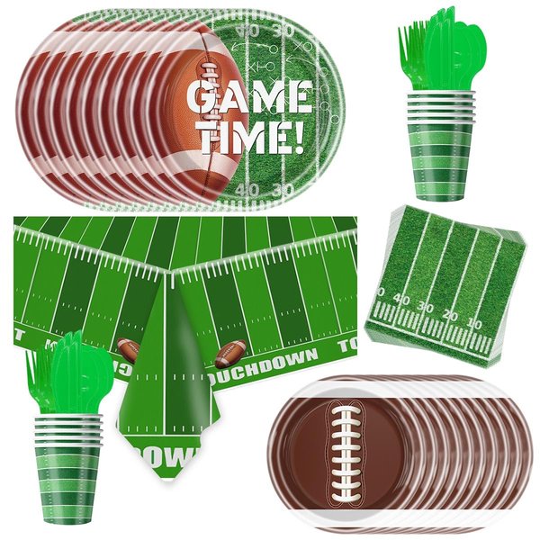 81Pcs Football Party Tableware Set Football Party Decoration Football Game Day Tailgate Party Supplies