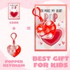 JOYIN 12 Packs Valentine's Day Cards with pop Fidget Keychain Toys, Stress Anxiety Relief Fidget Toys with Cards for Kids Valentine's Classroom Exchange Prizes, Valentine's Day Party Favors