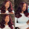Exalelr 250% Density Bob Wig Human Hair 13x4 99j burgundy lace front wigs human hair pre plucked body wave HD lace front wigs human hair Glueless Short Bob Wigs human hair for black women (10 inch)