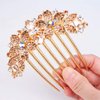 Sankuwen Women Rhinestone Inlaid Flower Hair Comb Hairpin Barrette Accessory,Also Perfect Mother's Day Gifts for Mom (Champagne)