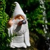 Karoter Middle Finger Figurine Decorations, Naughty Smoking Wizard Gnome, 5.9 Inch , Garden Statue Outdoor, Funny Figurine for Lawn Yard Balcony Porch Patio Home Ornaments Outdoor