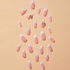 French White Tip Press on Nails Square Medium Fake Nails Acrylic False Nails with 3D Butterfly Designs Rhinestones Artificial Nails Pink Full Cover Nails Press ons Stick on Nails for Women 24Pcs