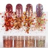 Laza Nail Glitter - 12 Color Acrylic Art Glitters, Copper Iridescent Flakes for Gel Polish, Face, Eyes - 120g