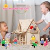 20 Pcs Wooden Dollhouse Family Set of 16 Mini People Figures and 4 Pets, Dollhouse Dolls Wooden Doll Family Cosplay Figures Accessories for Pretend Dollhouse Toy (Vivid Style)