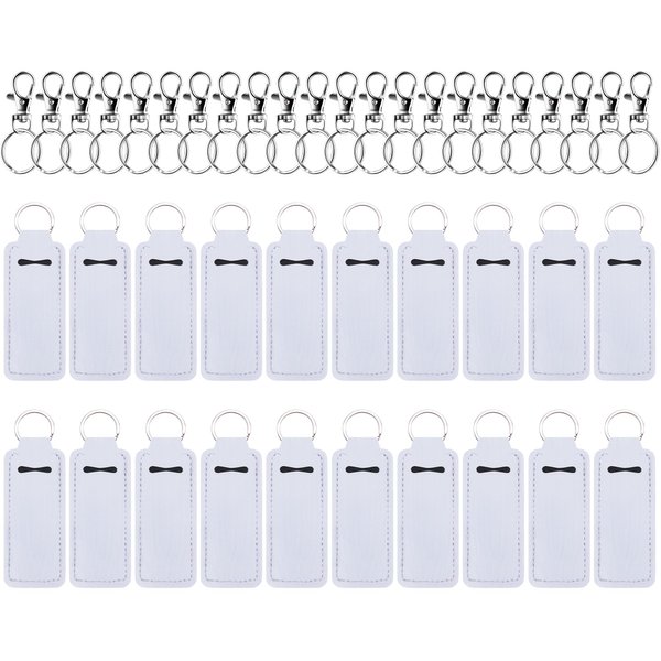 Duufin 20 Pieces Chapstick Holder Keychain Sublimation Chapstick Holder Blank Neoprene Lipstick Keychain Holder Metal Clip Cords Chapstick White Neoprene Chapstick Holder