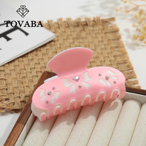 TOVABA Pink Hair Claw Clips for Women Butterfly Hair Clips Cute Trendy Medium Hair Claw Clips Acrylic Clips Strong Hold Jaw Hair Clip for Thick Thin Hair
