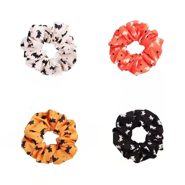 4 Pack Pet gifts Cat scrunchies for girls Hair Cute Flamingo Hair Ties Accessories for Women Chiffion Cartoons Scrunchy Hair Bands, Pet flamingo Hair Scrunchies (Cat)