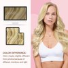 GOO GOO Sew in Hair Extensions Real Human Hair, Weft Hair Extensions Human Hair, 16/22 Light Blonde Highlighted Golden Blonde 18 Inch-100g, Weft Bundles Straight Silky Remy Hair