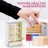 TOYANDONA Wooden Dollhouse Bookshelf Cabinet, 1:12 Scale Mini Bookcase Display Shelf Miniature Dollhouse Furniture Kids Pretend Play Toy for Doll House Accessories