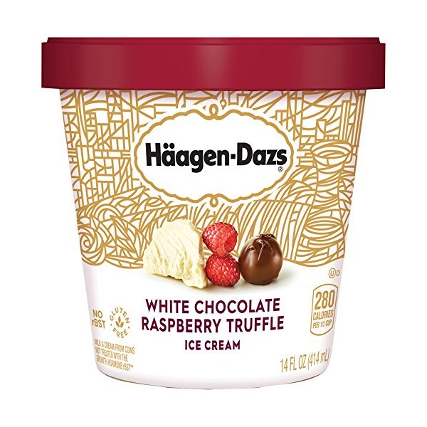 Haagen-Dazs, White Chocolate Raspberry Truffle Ice Cream, Pint (8 Count)