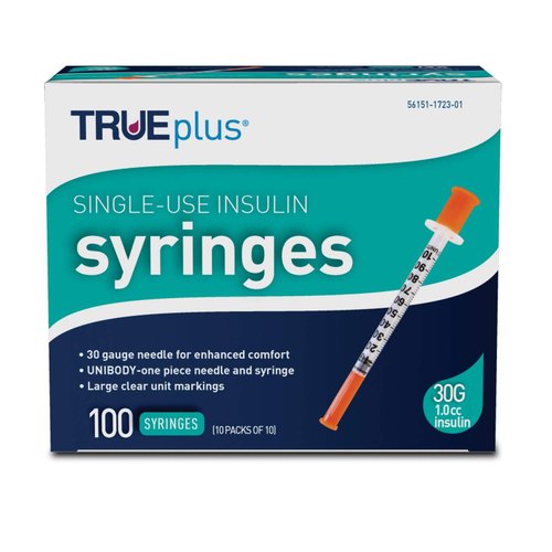 TRUEplus - Insulin Syringes 30g 1.0cc 5/16" (Pack of 100)