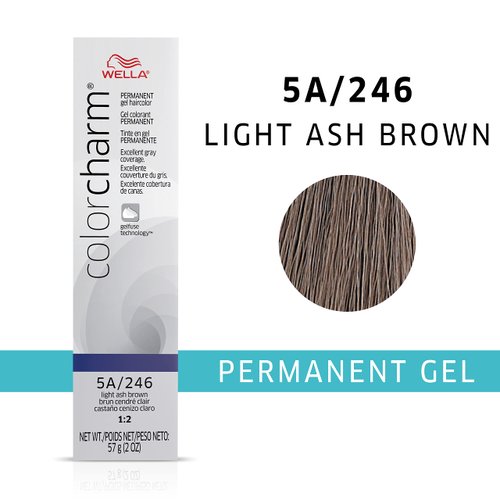 WELLA colorcharm Permanent Gel, Hair Color for Gray Coverage, 5A Light Ash Brown