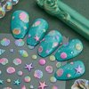 Colorful Jelly Shell Nail Stickers Summer Dreamy Ocean Starfish Conch Back Adhesive Nail Decals Colorful Shell Jelly Laser Gorgeous 5D Relief Nail Art Stickers Manicure Art for Women Girls