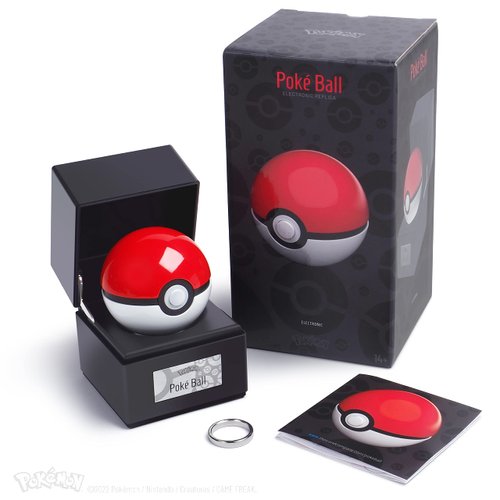 The Wand Company Pokémon Original Poké Ball Authentic Replicas - Realistic, Electronic, Die-Cast Poké Ball with Display Case Light Features (Original Poké Ball)