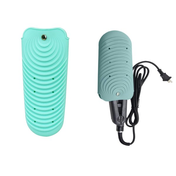 2 Pcs Heat Resistant Silicone Mat Pouch for Hair Styling Tools, Curling and Flat Irons Non-Slip Travel Cover, Small Portable Straightener Pad for Curler Wands Storage, Hot Waver (Green)