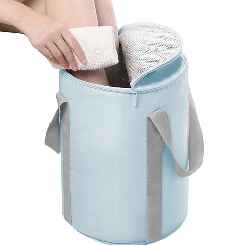 Vitaciti Foot Soaking Bath Bucket, Foot Bath Portable Travel Thermal Insulation Multifunctional Foldable Foot Soaking Bucket with Lid Home Travel Outdoor Camping Portable Foot Soaking Spa Bucket,Blue