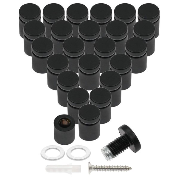 Luomorgo 24 Pcs 3/4" x 1" Stainless Steel Standoff Screws, Wall Sign Standoff Mounting Hardware Advertising Glass Standoff Nail for Hanging Acrylic Picture Frame, Black