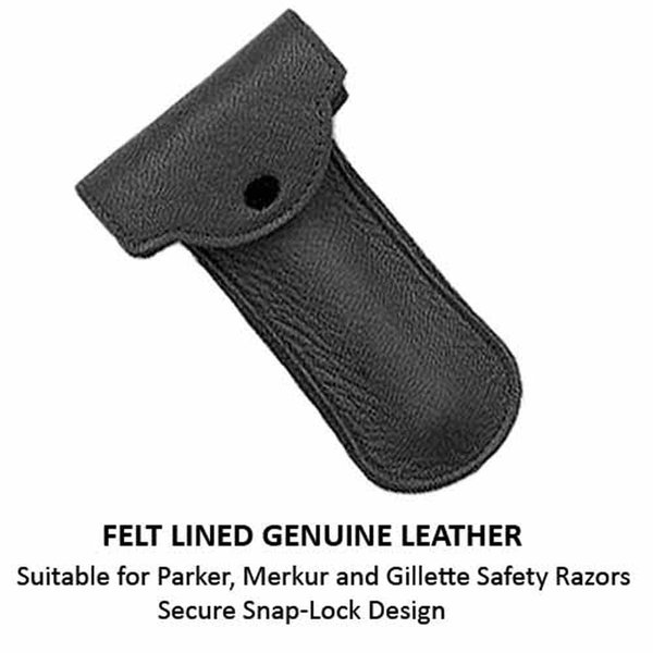 Parker Safety Razor Double Edge Safety Razor Travel Case–Premium Leather Safety Razor Case, Snap-Lock Design–Compatible with Parker, Merkur, Gillette and All Other Standard Double Edge Safety Razors