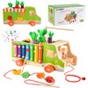 ASTARON 8 in 1 Montessori Wooden Toy, Fine Motor Toys, Hammering Pounding Toys Fishing Game Xylophone Shape Sorter Harvest Game for Toddler Preschool Learning Educational Toys
