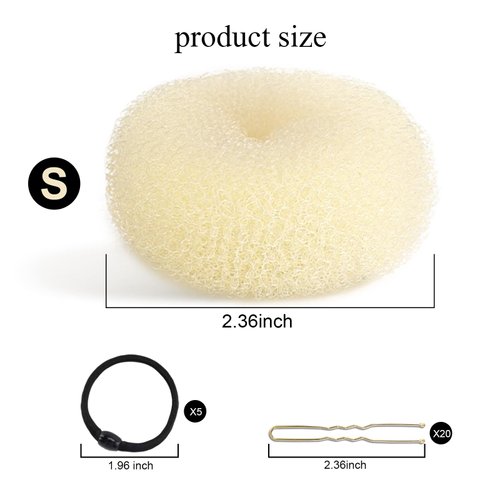 HOFASON Hair Bun Maker Donut 31 Pcs, 6 Pcs Small Hair Donuts for Buns, 5 Pcs Hair Elastic Bands, 20 Pcs Hair Pins, Hair Buns Pieces Ring Style Accessories for Kids Girls Short Thin hair Shaper (Beige)