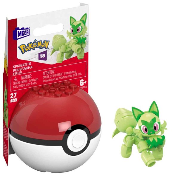 MEGA Pokémon Sprigatito Collectible Pokeball Building Toy for Ages 6 and Up