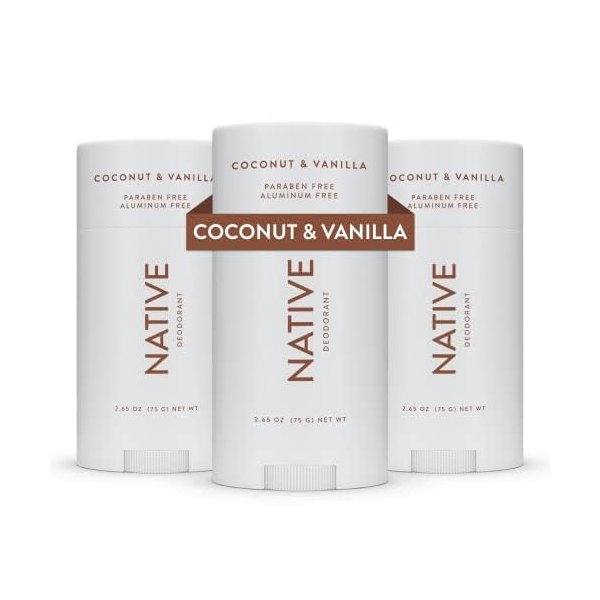 Native Deodorant Contains Naturally Derived Ingredients, 72 Hour Odor Control | Deodorant for Women and Men, Aluminum Free with Baking Soda, Coconut Oil and Shea Butter | Coconut & Vanilla, 3-Pack
