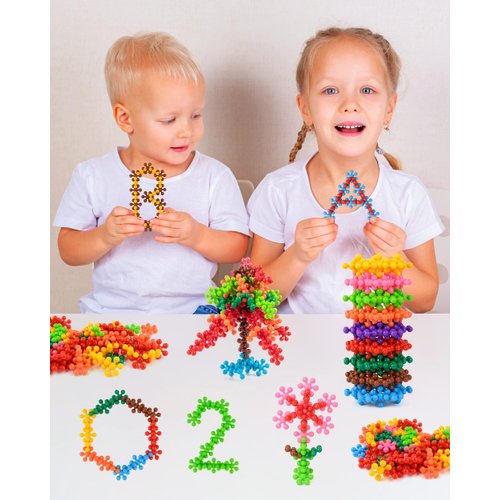 Vanmor 300 PCS Stem Building Blocks Preschool Educational Toys for Kids 5-7, Discs Sets Interlocking Snowflake Solid Plastic STEAM Activities Fun Gifts Ingenuity Playset for Children