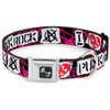 Buckle-Down Dog Collar Seatbelt Buckle I Heart Punk Rock Safety Pins Black Fuchsia White 11 to 17 Inches 1.0 Inch Wide, Multicolor (DC-W30917-M)