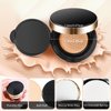 2 Pieces Empty Cushion Foundation Box Portable Cushion Puff Box Refillable Powder Puff Box Empty Powder Container with Sponge Powder Puff for Women Travel Vacation, Black, 0.5 oz