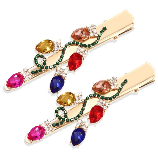 Christmas Hair Clips Sparkly Rhinestone Christmas Light Blub Hair Clips Hairpin Xmas Holiay Jewelry Barrette Hair Accessories for Women (Crystal Light Bulb)