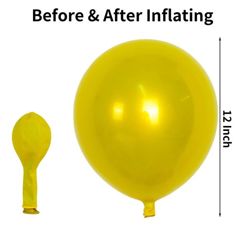 Chrome Yellow Balloons 12 Inch, Double-Layered Metallic Yellow Balloons, Shiny Thick Chrome Metallic Yellow Latex Helium Balloons for Birthday Wedding Graduation Party Decoration Supplies