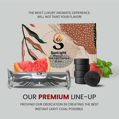 Sunlight Premium Charcoal Tablets for Incense - Instant Light - 100 Charcoal Discs - 33mm - Resin Burner Rolls – Pack of 100 Coal Briquettes – Charcoal Burner - Instant Fire Coal - Premium Tier