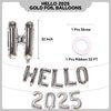 32 Inch Giant Silver Hello 2025 Number Balloon, 2025 New Years Decorations for 2025 Happy New Year Eve Christmas and Graduations Party Supplies