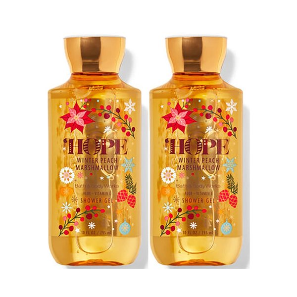 Bath and Body Works Winter Peach Marshmallow Shower Gel Gift Sets 10 Oz 2 Pack (Winter Peach Marshmallow)