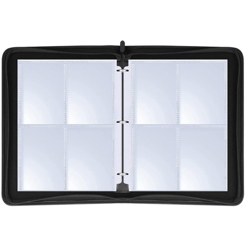 Leatherette 4 Pocket Trading Card Binder Album Holder Pages Folder Protector for Magic Trading Cards TCG - Toploading 3 Ring Zip Card Binder Album MTG