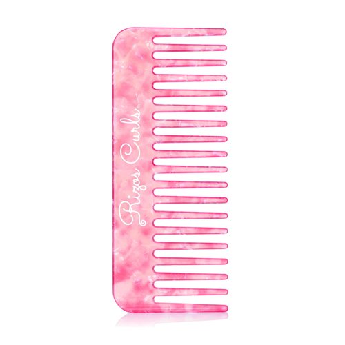 Rizos Curls Wide Tooth Styling Comb, Shower Comb for Detangling, Parting & Styling Comb, Gentle Comb for all Hair Textures, Pink