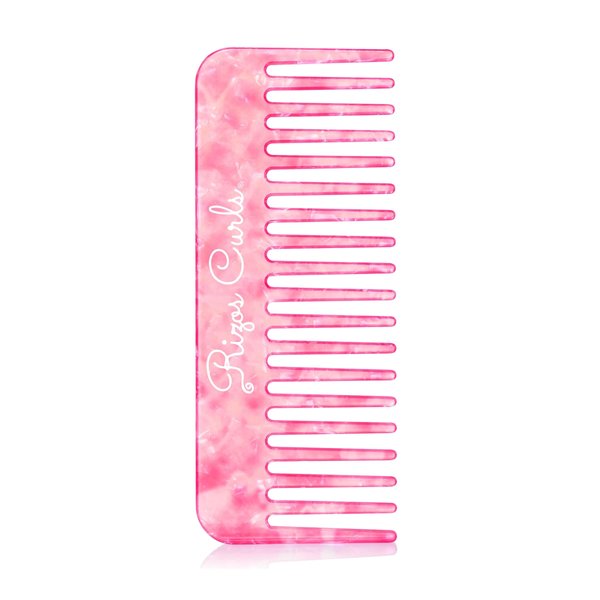 Rizos Curls Wide Tooth Styling Comb, Shower Comb for Detangling, Parting & Styling Comb, Gentle Comb for all Hair Textures, Pink