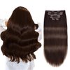 Clip In Human Hair Extensions,70g 7pcs Double Weft Silky Straight Dark Brown Real Human Hair Clip Ins 14inch 100% Human Hair Clip In Extensions