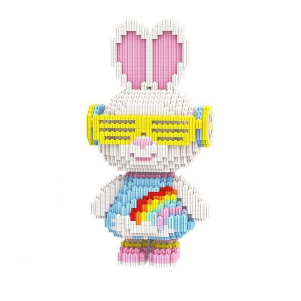 HONLANCH Animal Rainbow Rabbit Micro Building Blocks Set（2000PCS 28cm High Series） Gift for Adults and Kids