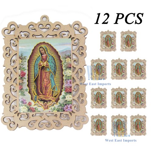 Baptism Favors 12 PCS Our Lady of Guadalupe Wooden Picture Frames First Commuion Christening Memorial Gift