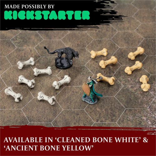 D6 Dice Set - Set of Six 6 Sided Dice - Skull & Bone Themed RPG Dice. Cool & Unique Gift for Dungeons & Dragons (DND), Warhammer, D&D, Pathfinder, D and D. (Cleaned Bone White)