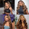 Zfchsyh 26" Body Wave Lace Front Wigs Human Hair Pre Plucked With Baby Hair 13x4 HD Lace Front Wigs Human Hair 180% Density Highlight Body Wave Lace Frontal Wigs Human Hair Glueless Wigs